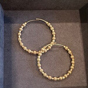 Chic Gold Beaded Hoop Earrings